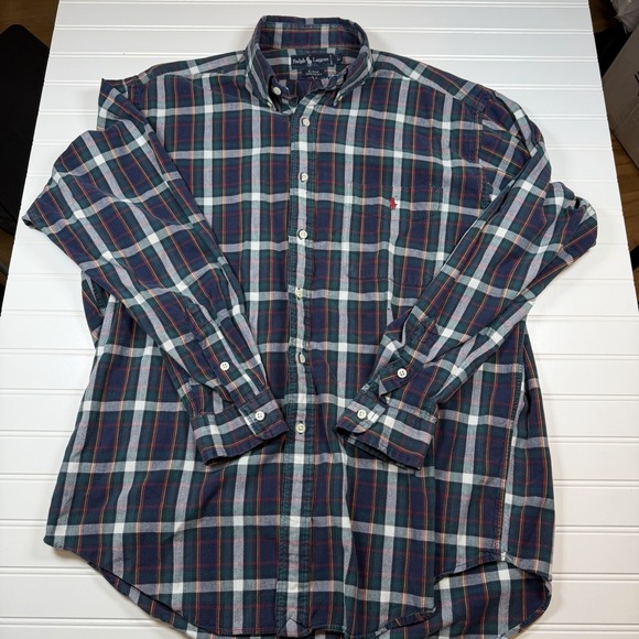 Ralph Lauren Blaire Cotton Button Up Shirt Men's Large Multicolor Plaid GUC - Picture 2 of 5